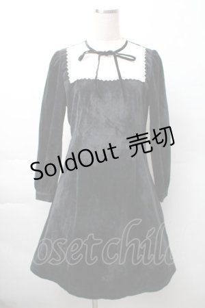 画像: axes femme POETIQUE / レースブロッキングベロアワンピース  黒 S-25-11-16-017-AX-OP-AS-ZS