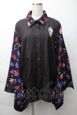 画像1: NieR Clothing / 着物風袖ブロッキングシャツ【折鶴】  黒 S-25-11-16-020-PU-BL-HR-ZS (1)