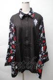画像1: NieR Clothing / 着物風袖ブロッキングシャツ【和傘】  黒ｘ赤 S-25-11-16-022-PU-BL-HR-ZS (1)