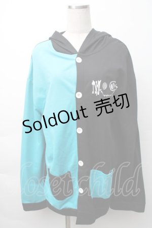 画像: NieR Clothing / バイカラーカーディガン【フロントボタン】  ブルーｘ黒 S-25-11-16-023-PU-TO-HR-ZS