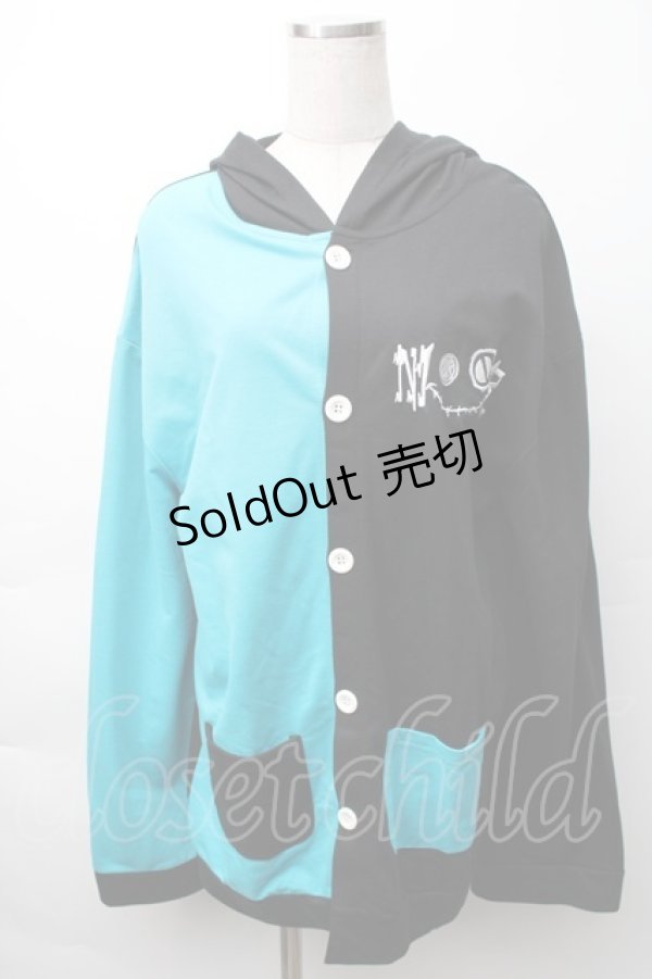 画像1: NieR Clothing / バイカラーカーディガン【フロントボタン】  ブルーｘ黒 S-25-11-16-023-PU-TO-HR-ZS (1)