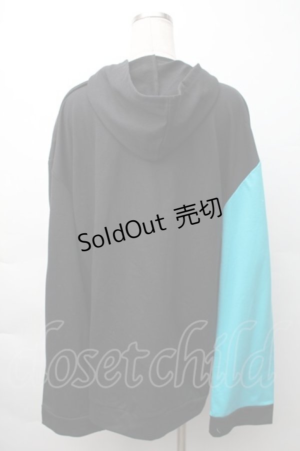 画像2: NieR Clothing / バイカラーカーディガン【フロントボタン】  ブルーｘ黒 S-25-11-16-023-PU-TO-HR-ZS (2)