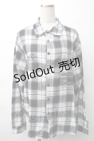 画像: NieR Clothing / 刺繍チェックシャツ  黒ｘ白 S-25-11-16-024-PU-BL-HR-ZS