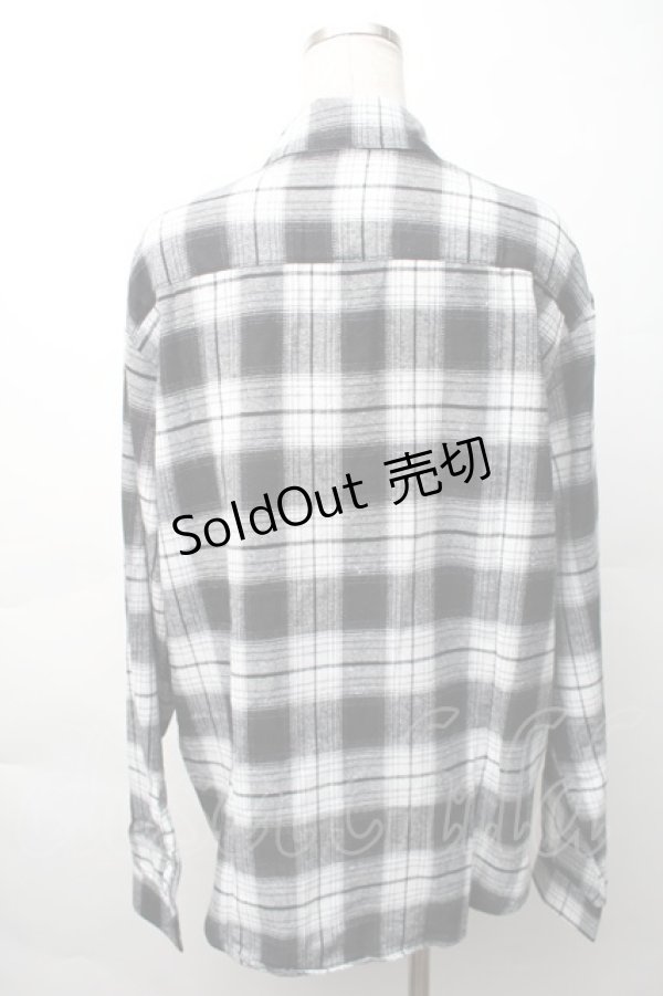 画像2: NieR Clothing / 刺繍チェックシャツ  黒ｘ白 S-25-11-16-024-PU-BL-HR-ZS (2)