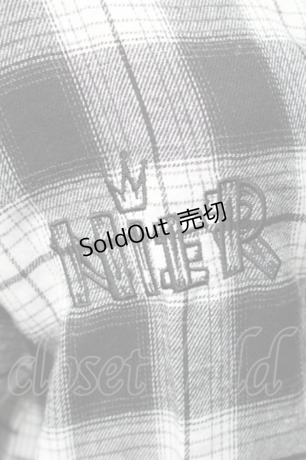 画像4: NieR Clothing / 刺繍チェックシャツ  黒ｘ白 S-25-11-16-024-PU-BL-HR-ZS (4)