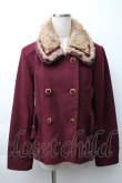 画像1: axes femme / ファー衿ショートコート  ワイン S-25-11-16-025-AX-CO-AS-ZI (1)