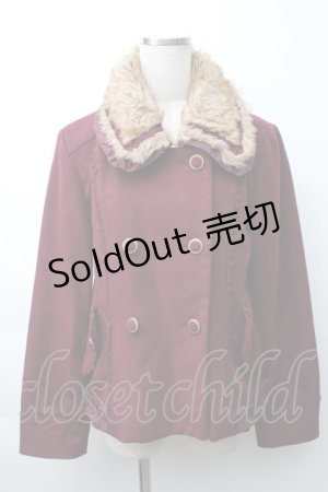 画像: axes femme / ファー衿ショートコート  ワイン S-25-11-16-025-AX-CO-AS-ZI