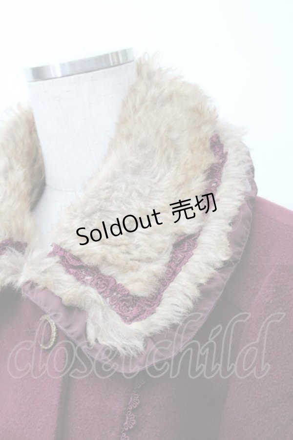 画像3: axes femme / ファー衿ショートコート  ワイン S-25-11-16-025-AX-CO-AS-ZI (3)