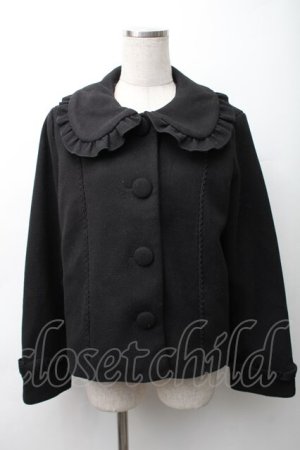 画像: axes femme kawaii / フリルカラーショートコート  黒 S-25-11-16-027-AX-CO-HR-ZS