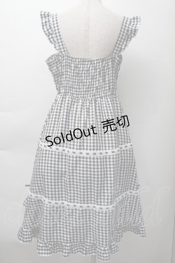 画像2: Cherirulu Chocola / ギンガムチェックジャンパースカート  黒ｘ白 S-25-11-18-047-LO-OP-HR-ZS (2)