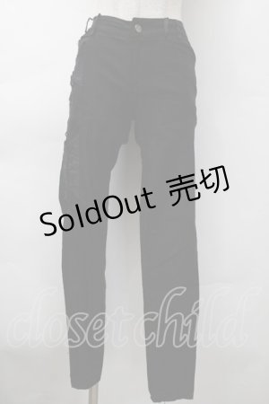 画像: Ozz Croce / サイドレースアップスキニーパンツ  黒 S-25-11-18-056-OO-PA-HR-ZS