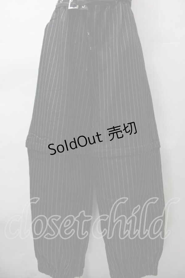 画像1: NieR Clothing / ベルト付きストライプパンツ  黒 S-25-11-18-059-PU-PA-HR-ZS (1)