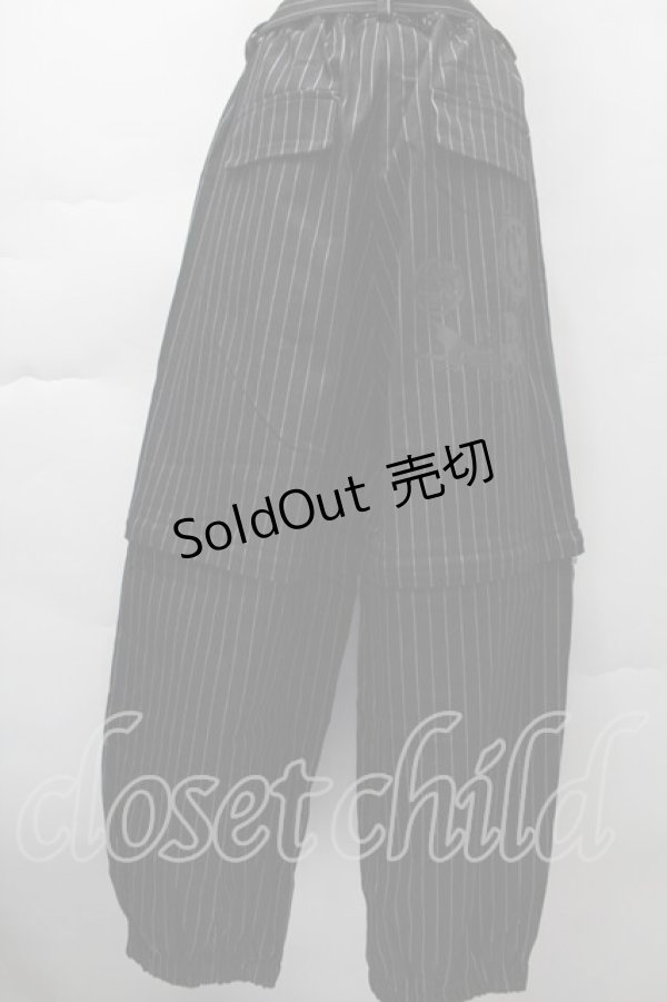 画像2: NieR Clothing / ベルト付きストライプパンツ  黒 S-25-11-18-059-PU-PA-HR-ZS (2)