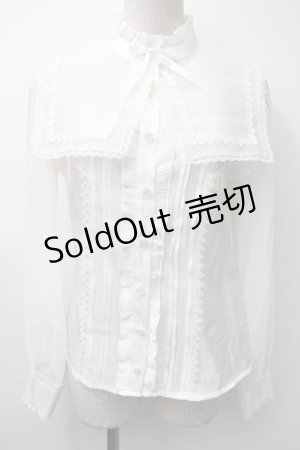 画像: To Alice / セーラー襟サテンブラウス  白 S-25-11-18-017-LO-BL-HR-ZS