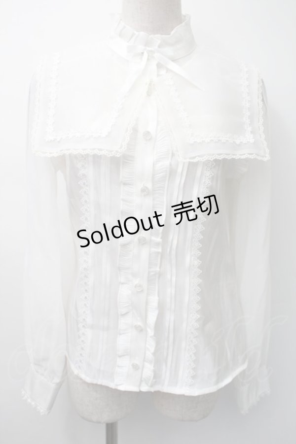 画像1: To Alice / セーラー襟サテンブラウス  白 S-25-11-18-017-LO-BL-HR-ZS (1)