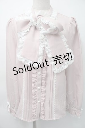 画像: Dear My Love / レースフリルたっぷり上品ボウタイリボンブラウス LL ピンク S-25-11-18-020-EL-BL-HR-ZI