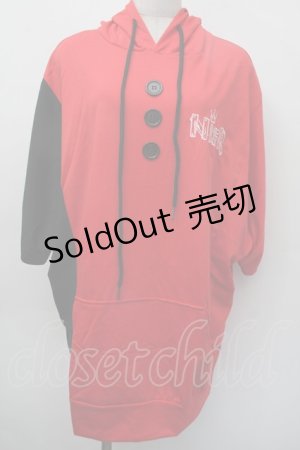 画像: NieR Clothing / 刺繍バイカラープルオーバー  黒ｘ赤 S-25-11-18-025-PU-TO-HR-ZS