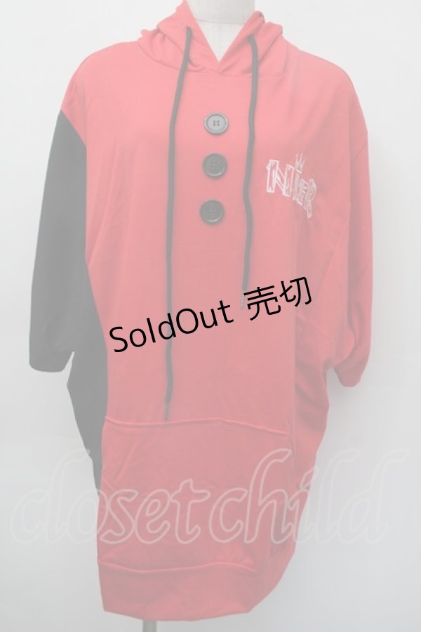 画像1: NieR Clothing / 刺繍バイカラープルオーバー  黒ｘ赤 S-25-11-18-025-PU-TO-HR-ZS (1)