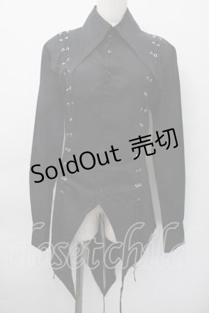 画像: BPN FOR MEN / レースアップブラウス  黒 S-25-11-18-028-GO-BL-HR-ZS