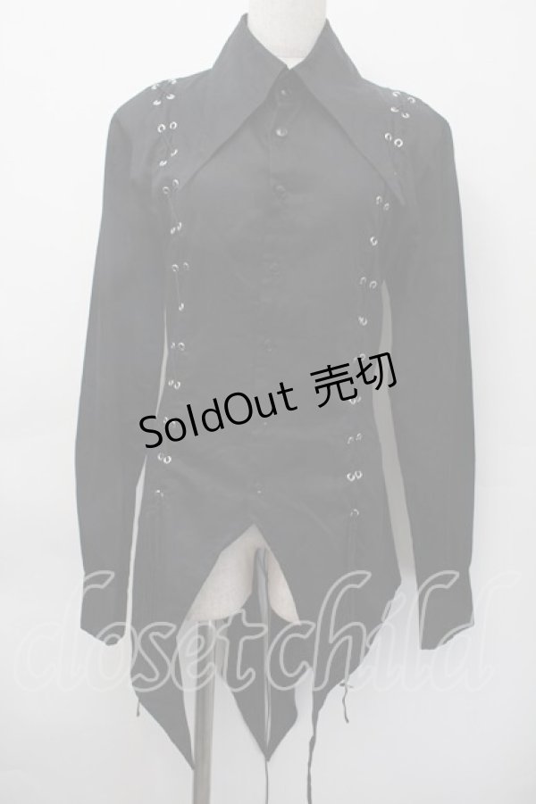 画像1: BPN FOR MEN / レースアップブラウス  黒 S-25-11-18-028-GO-BL-HR-ZS (1)