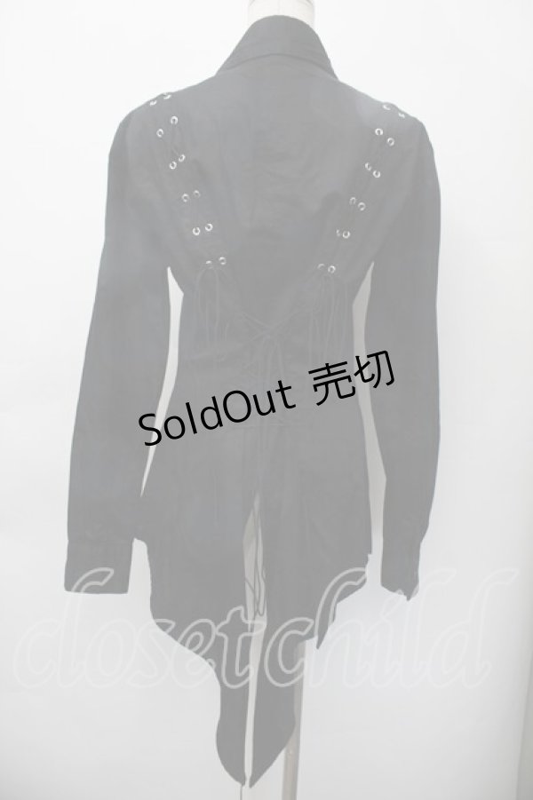 画像2: BPN FOR MEN / レースアップブラウス  黒 S-25-11-18-028-GO-BL-HR-ZS (2)