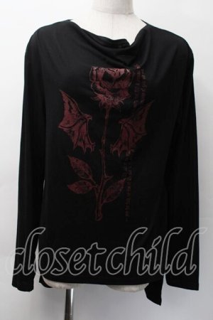 画像: Deorart / バラプリントロングTシャツ  黒ｘ赤 S-25-11-18-035-PU-TO-HR-ZS