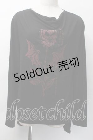 画像: Deorart / バラプリントロングTシャツ  黒ｘ赤 S-25-11-18-035-PU-TO-HR-ZS