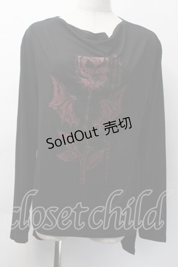 画像1: Deorart / バラプリントロングTシャツ  黒ｘ赤 S-25-11-18-035-PU-TO-HR-ZS (1)