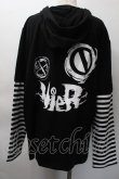 画像2: NieR Clothing / ボーダー切替重ね着風プルオーバー  黒ｘ白 S-25-11-18-037-PU-TO-HR-ZS (2)