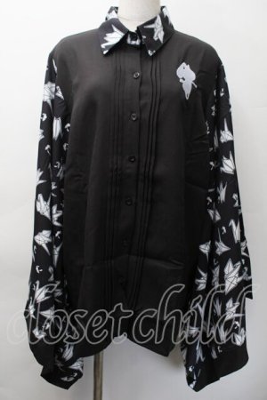 画像: NieR Clothing / 着物風袖ブロッキングシャツ【折鶴】  黒ｘ白 S-25-11-18-038-PU-BL-HR-ZS