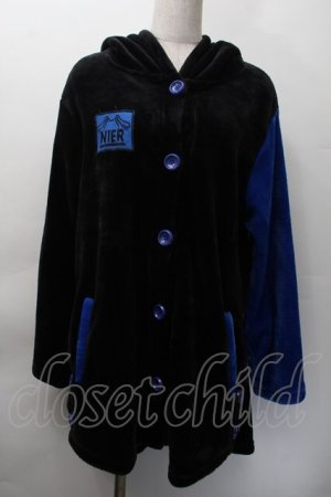 画像: NieR Clothing / バイカラーファーカーディガン  黒ｘ青 S-25-11-18-039-PU-TO-HR-ZS