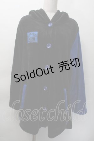 画像: NieR Clothing / バイカラーファーカーディガン  黒ｘ青 S-25-11-18-039-PU-TO-HR-ZS