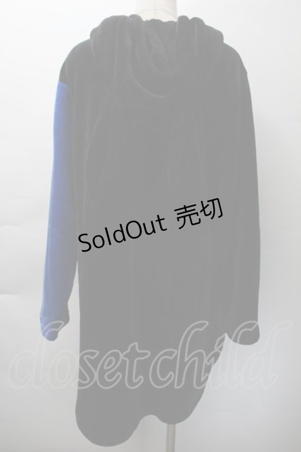 画像2: NieR Clothing / バイカラーファーカーディガン  黒ｘ青 S-25-11-18-039-PU-TO-HR-ZS (2)