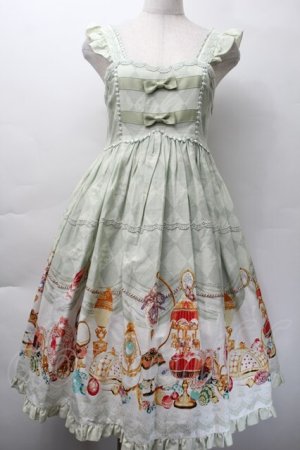 画像: metamorphose / エッグアートハイウエストジャンパースカート  グラスグリーン S-25-11-18-041-ME-OP-HR-ZS