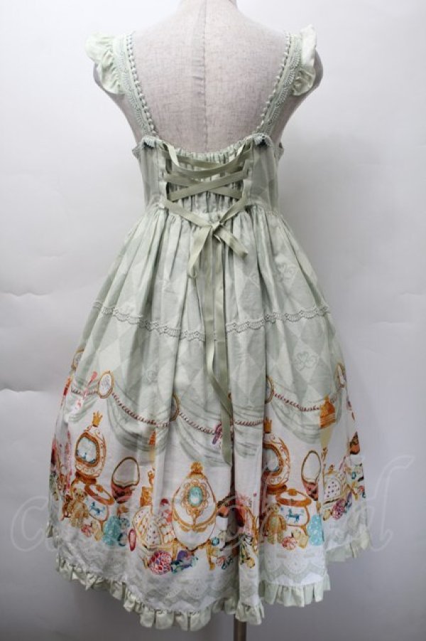 画像2: metamorphose / エッグアートハイウエストジャンパースカート  グラスグリーン S-25-11-18-041-ME-OP-HR-ZS (2)