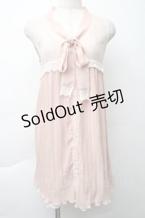 画像: axes femme / プリーツシフォンノースリーブトップス  ピンク S-25-11-20-045-AX-BL-HR-ZS