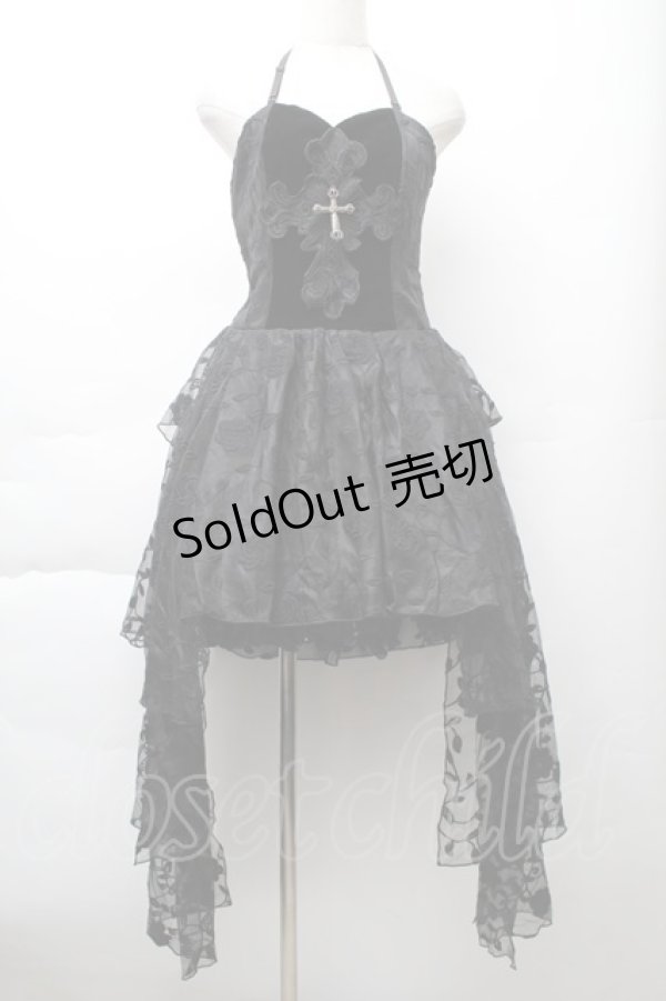 画像1: DARK IN LOVE / ベロア＆チュール切替ワンピース  黒 S-25-11-20-052-PU-OP-AS-ZS (1)