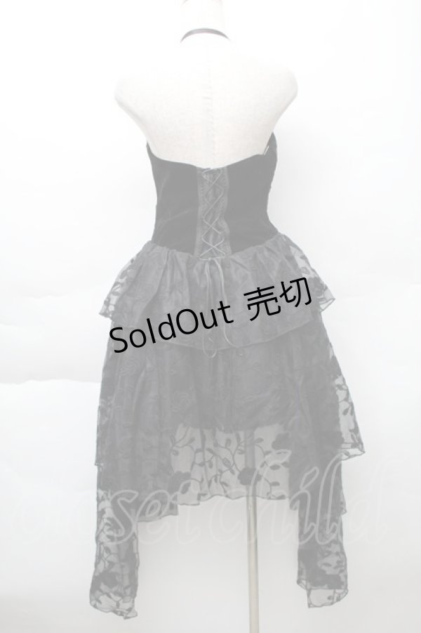 画像2: DARK IN LOVE / ベロア＆チュール切替ワンピース  黒 S-25-11-20-052-PU-OP-AS-ZS (2)