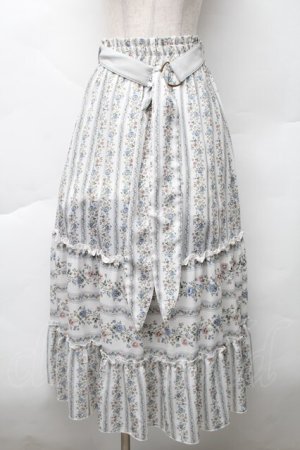 画像: axes femme / ストライプフラワー柄スカート  オフ S-25-11-20-056-AX-SK-HR-ZS