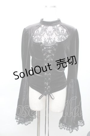 画像: DARK IN LOVE / ベロア姫袖トップス  黒 S-25-11-20-018-PU-TO-AS-ZS