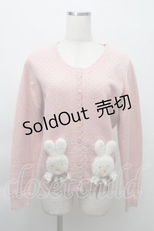 画像: PINK HOUSE / クッキーラビッツモチーフニットカーディガン  ピンク S-25-11-20-024-LO-TO-AS-ZS