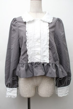 画像: Cherirulu Chocola / MYリボンマルエリブラウス L グレーｘ白 S-25-11-20-031-LO-BL-HR-ZS