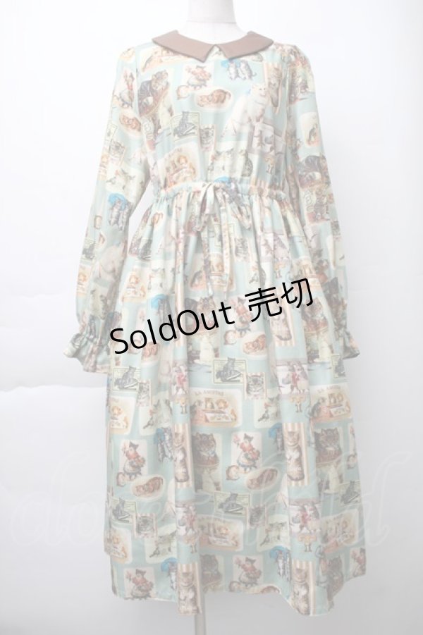 画像1: Perla nell' ostrica / ヴィンテージキャット襟付ワンピース  ミント S-25-11-20-038-EL-OP-HR-ZS (1)