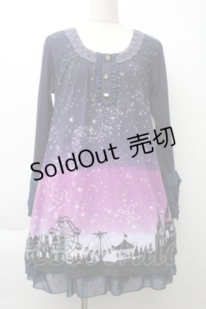 画像: axes femme / 星座グラデ柄カットチュニック  パープル S-25-11-20-043-AX-OP-HR-ZS