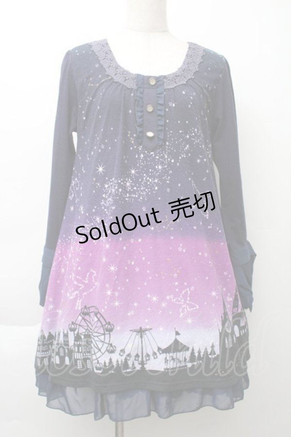 画像1: axes femme / 星座グラデ柄カットチュニック  パープル S-25-11-20-043-AX-OP-HR-ZS (1)