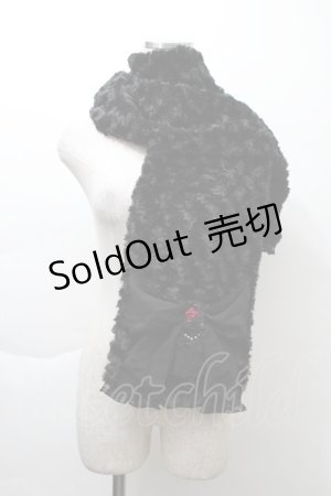 画像: axes femme / ローズブーケリボンマフラー  黒 S-25-11-21-006-AX-ZA-HR-ZS