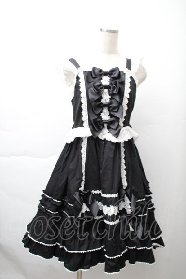 BABY, THE STARS SHINE BRIGHT ジャンパースカート黒 BABY,THE STARS SHINE BRIGHT / Serenaジャンパースカート 黒x白 S-25