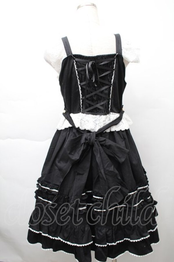 画像2: BABY,THE STARS SHINE BRIGHT / Serenaジャンパースカート  黒ｘ白 S-25-11-21-053-BA-OP-HR-ZS (2)