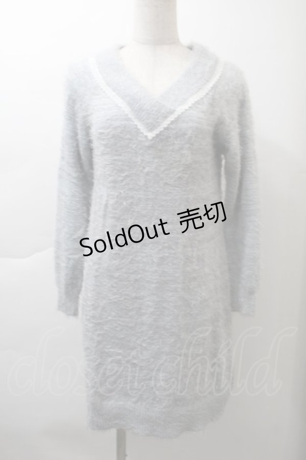 画像1: axes femme POETIQUE / シャギーニットワンピース  サックス S-25-11-21-017-AX-OP-AS-ZS (1)