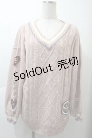 画像: Secret Honey / ハートロゴ刺繍ケーブルニット  ピンク S-25-11-21-021-CA-TO-AS-ZS
